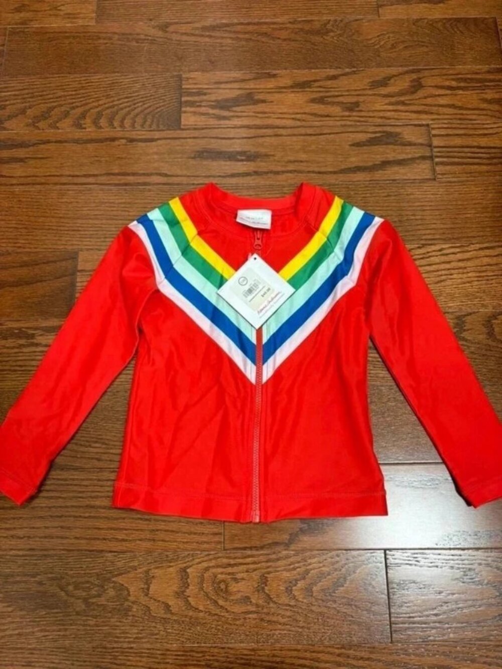 NWT Size 4T Hanna Andersson Girls Rainbow Rash Guard Swim Jacket